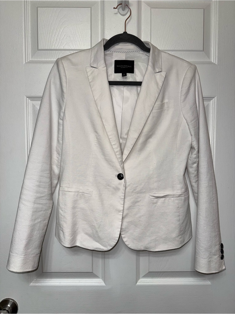 Banana Republic White Linen Women's Single-Button Blazer